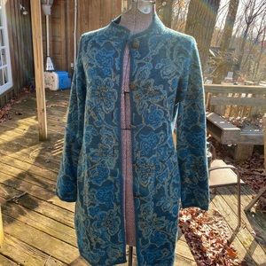 Teal paisley Sundance cardigan sweater pxs